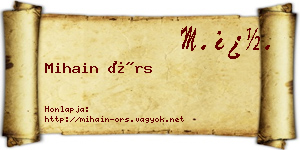 Mihain Örs névjegykártya